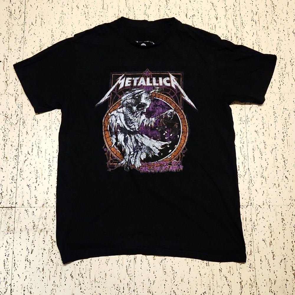 Metallica Their Money Tips Her Scales Again Black Full Graphic T-Shirt